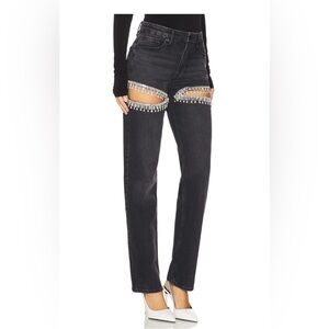Good American Icon Diamond cut out straight leg denim